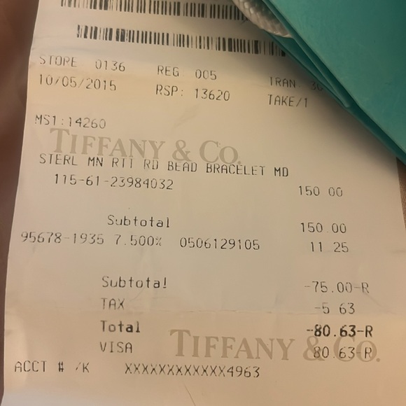 Tiffany & Co. Sterling Silver Return To Round Tag Bead Bracelet RETIRED - Picture 13 of 14